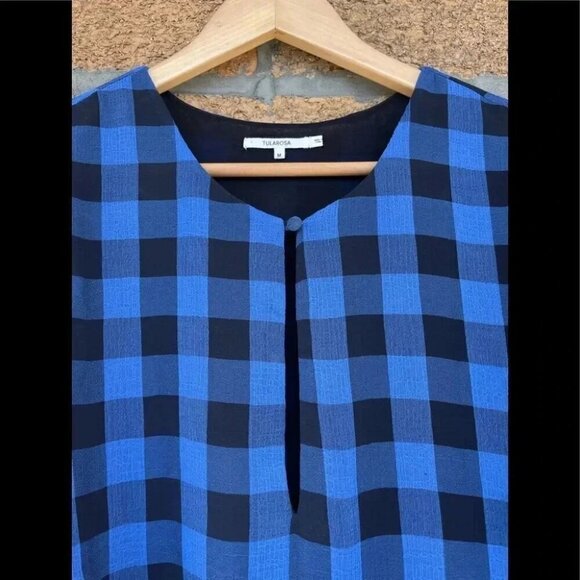 Tularosa Jenny Blue And Black Buffalo/gingham Plaid Wrap Mini Dress medium - Picture 8 of 15